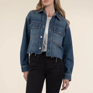 NWT Kut from the Kloth Women's Lana Cropped Cut Off Jean Denim Jacket Size Large